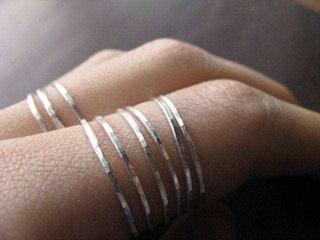 Skinny stacking ring - one fine silver ring
