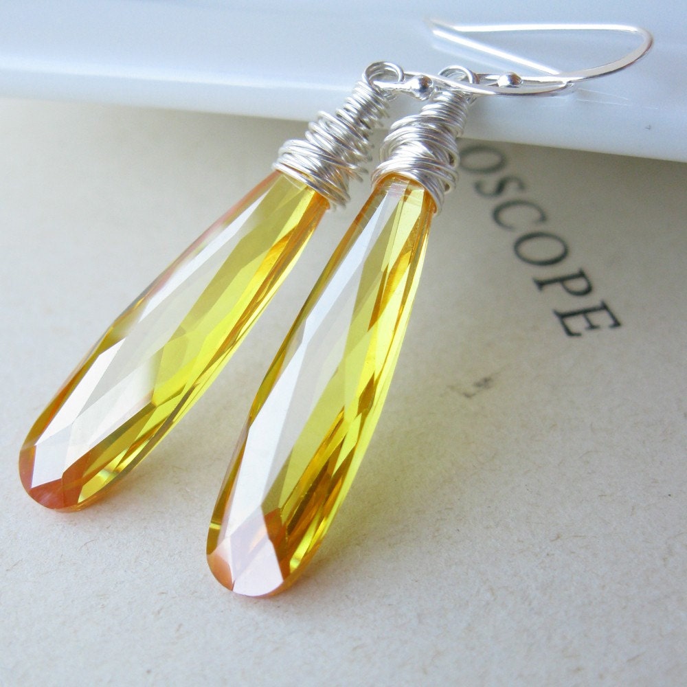 Sparkling Canary Cubic Zirconia earrings Sterling silver