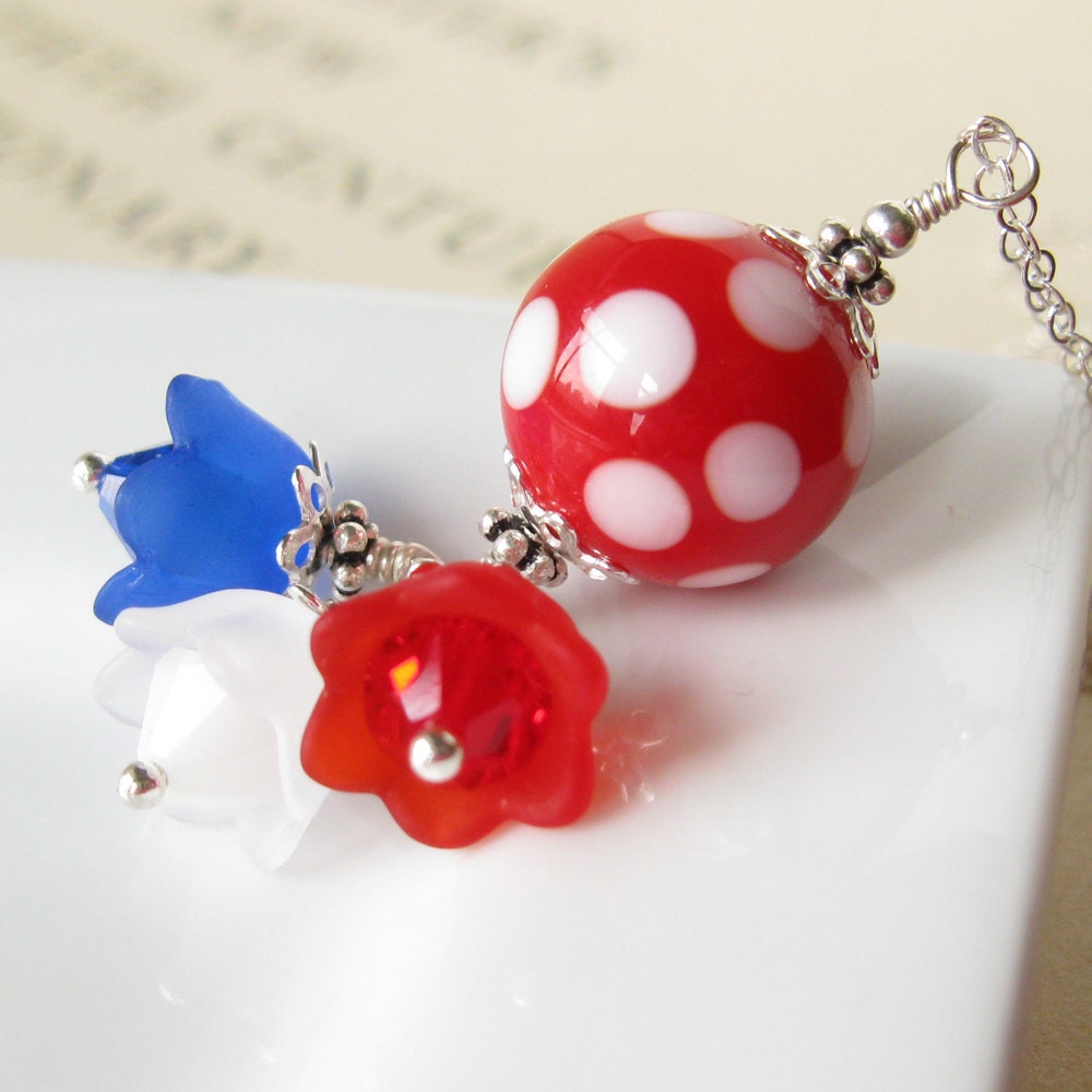 American Glory Patriotic Lampwork Necklace