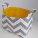 Storage Basket Desk Organizer Container Basket Bin - Gray White Chevron Zigzag Fabric