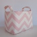 Storage Organization - Fabric Organizer Container Basket Bin - Light Pink and White Chevron