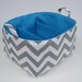 Ash Gray/Grey and White Chevron Fabric Diaper Caddy - Storage Container Organizer Bin Basket - with Dividers/Separators - 3 Compartments