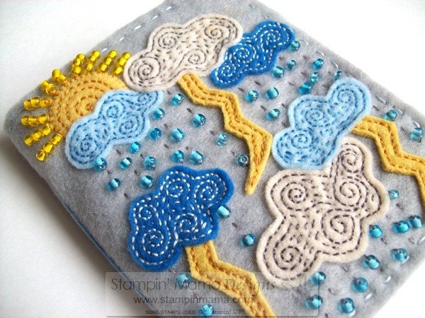 Silver Lining felt covered journal - handmade