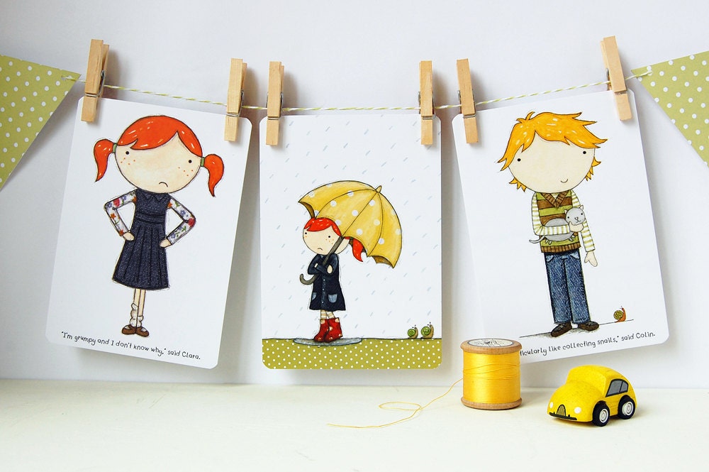 Set of Postcards - Clara and Colin - Three Cards (Blank)