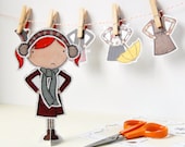 Clara Paper Doll, Dress-Up Doll - The Winter Outfits - Postcard Paper Toy