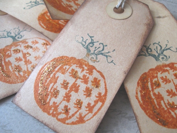 PUMPKIN Halloween Gift Tags Set/5  Thanksgiving Mini