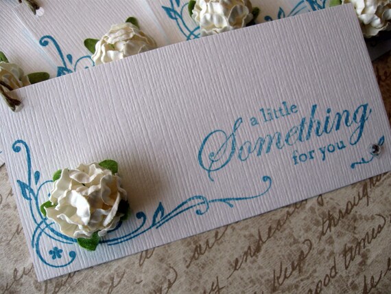 Something For You Tags - Set of 5 White with White Flower