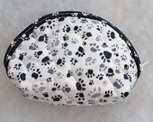 Small Quilted Purse - Pawprints in black and gray