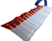 Crayon Roll Up Organizer Holds 16 Crayons, Easy for Little Hands - Hook & Loop Closure, Blue Stripes/Red Stars