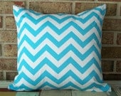 Decorative Pillow Covers - Chevron Turquoise Blue & White - 18 x 18 Accent Cushions Throw Pillows - Baby Nursery Decor