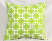 Decorative Pillows Covers - Kiwi Green Geometric Links - 18 x 18 Pillows Cushion  - Nursery Decor