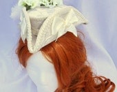 Neo Victorian Bridal Tricorn, Neo Classical bridal hat, Ivory Mini Tricorn, White Mini Tricorn