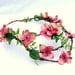 Bridal Hair, Dark Pink Hydrangea Blossom and Fern Circlet, Fairy Floral Crown, Elfin Crown, Woven Vine Circlet, Woodland Flower Crown