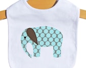 Baby Elephant Applique Bib - Red, Blue, Yellow, Green, Pink, or Orange Polka Dots - Boy - Girl - Unisex Baby Gift