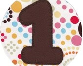 Kids Birthday Number Rainbow Dots Iron On Patch  - 1, 2, 3, 4, 5, 6, 7, 8, OR 9 Years Old - DIY