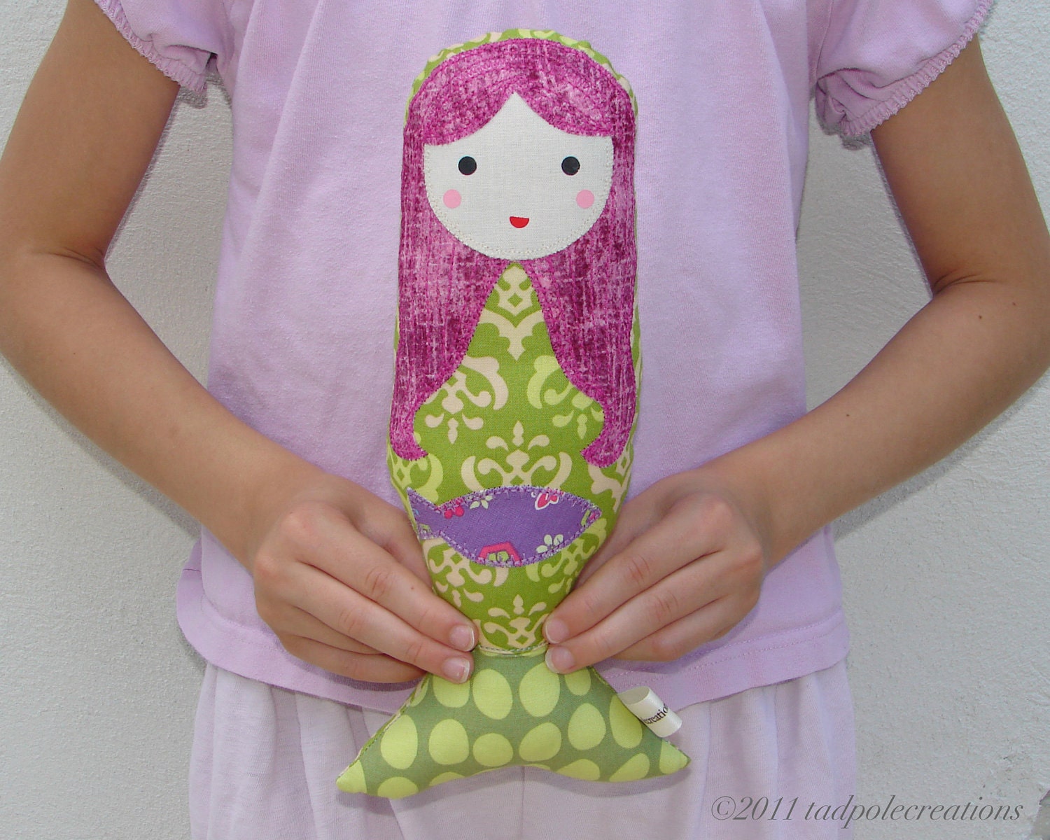 Girls Little Mermaid Cloth Doll for Baby, Toddler - Birthday Gift -  Purple Pink Hair - Nautical Style Gift for Girls
