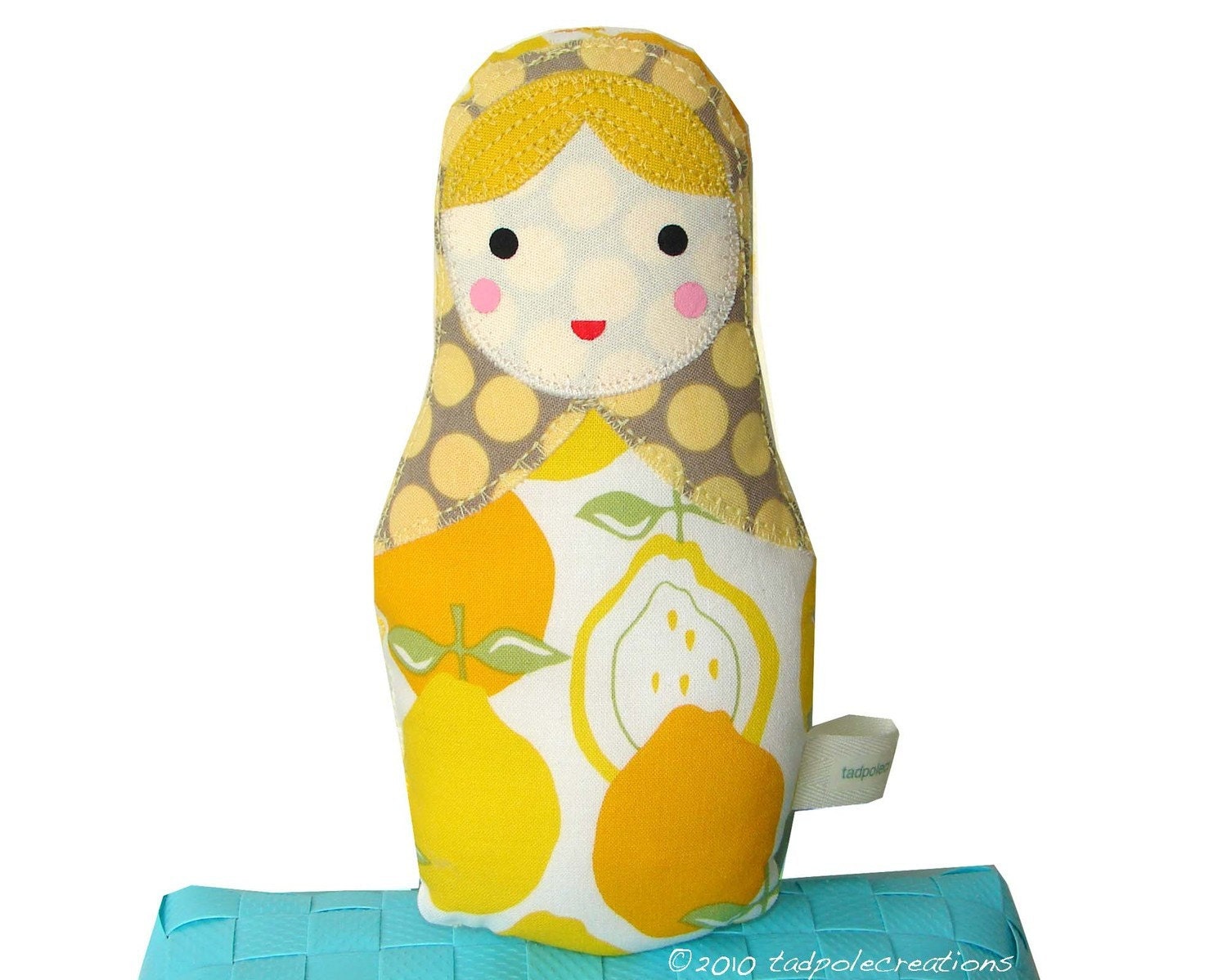 One Matryoshka Babushka Baby Cloth Doll  - Toddler - Youth Girl Birthday - New Baby Gift - Pastel Pink, Green or Yellow