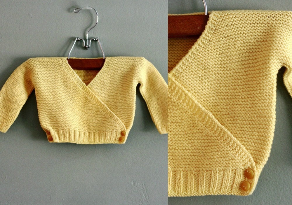 50s 3/6 months Yellow Wrapped Cardigan SWEATER