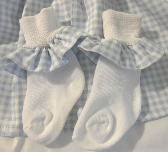 Dorothy Blue gingham ruffle socks -child size  fits 6 to 18 months