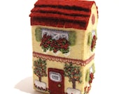 Miniature Soap Box House Art Object With Silk Ribbon Embroidered Flowers