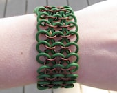 Brown and Green Rubber Chainmaille Bracelet