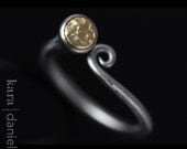 18k gold bezel set petite scroll . ring