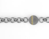 men's stainless chain with cross-hammered gold . necklace