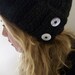 handknitted slouchy side button hat in black