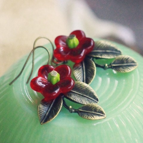 Red Blossoming Earrings