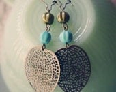 Teal & Green Leaf Earrings