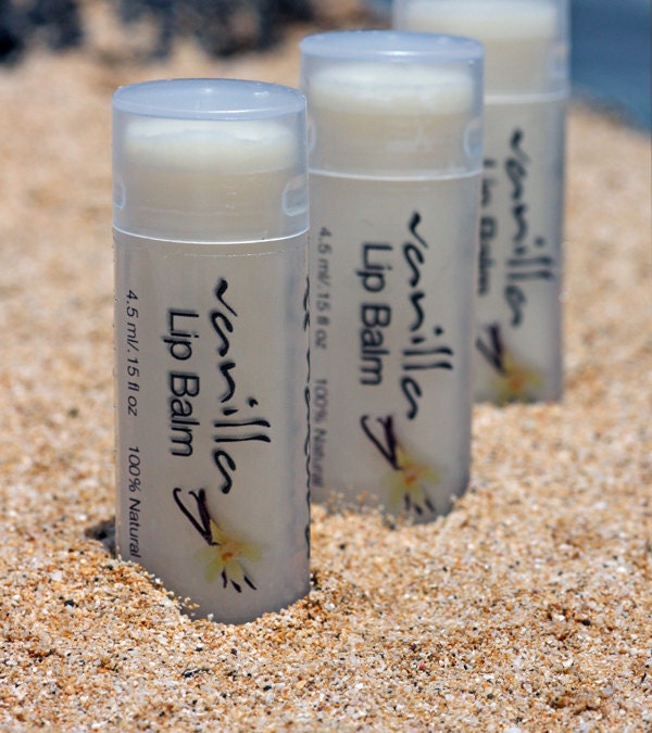 Set of 3 Tahitian Vanilla Lip Balm - 100% Natural, Gluten Free