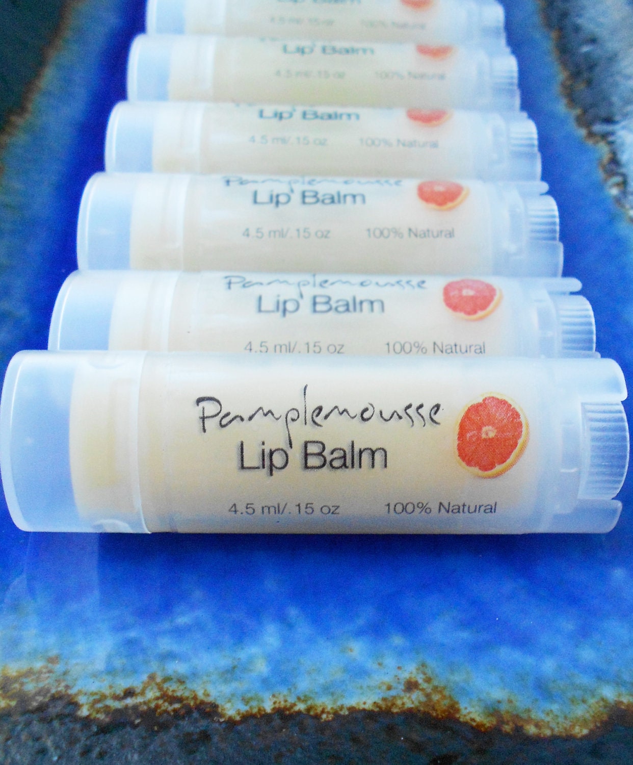 Set of 3 Pamplemousse (Tahitian Grapefruit) Lip Balm - 100% Natural, Gluten Free