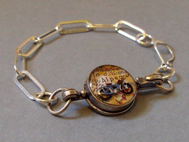 Bicycle Map  Bracelet Alps Alpes Tour de France Vintage Atlas For the Cyclist