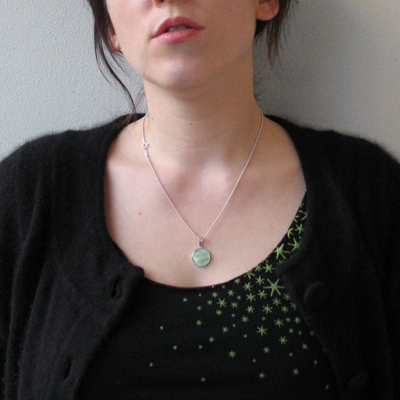 Map Necklace Sterling  Silver  Loop Style Custom Personalized with your City Vintage  Atlas