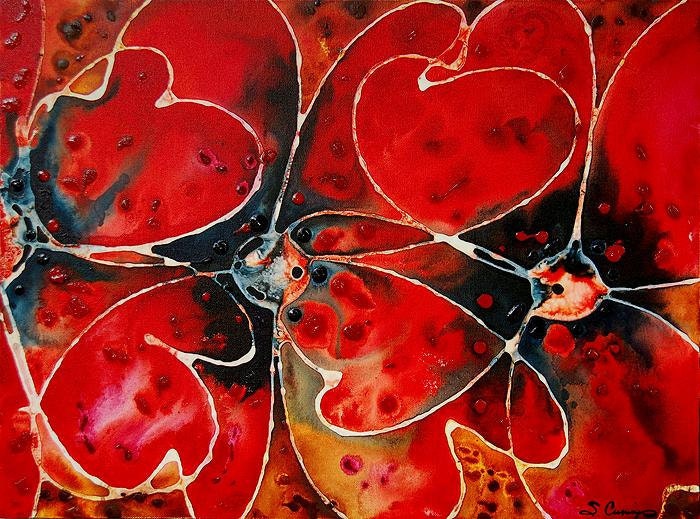 Poppies Red Poppy Painting Art Love Lovers Black Texture Canvas - Soul Mates