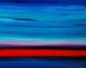 Buy Art Blue Abstract Landscape Painting Red Art Purple Sky Large Canvas - Colorful Shore - Abstract Landscape