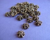 12 BEAD CAPS BRASS antique 10 12mm good quality