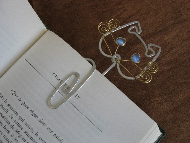 CAT BOOKMARK with moustache wire work