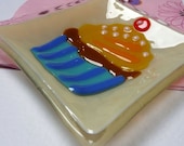 Fused Glass Dish Chocolate Cupcake with lemon frosting - free shipping UK