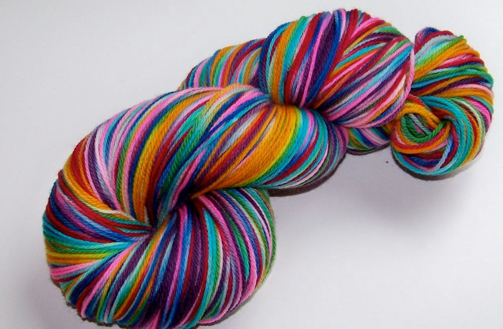 Hand Painted Ultra Merino Superwash Sock Yarn -- Let's Blow This Popsicle Stand