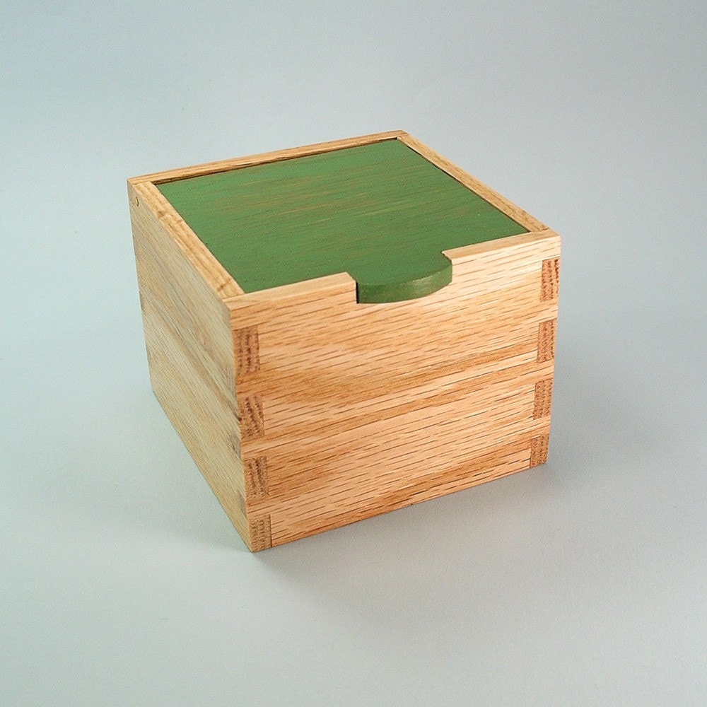 Wooden Keepsake Box with Green Lid - Featured in Treasury West