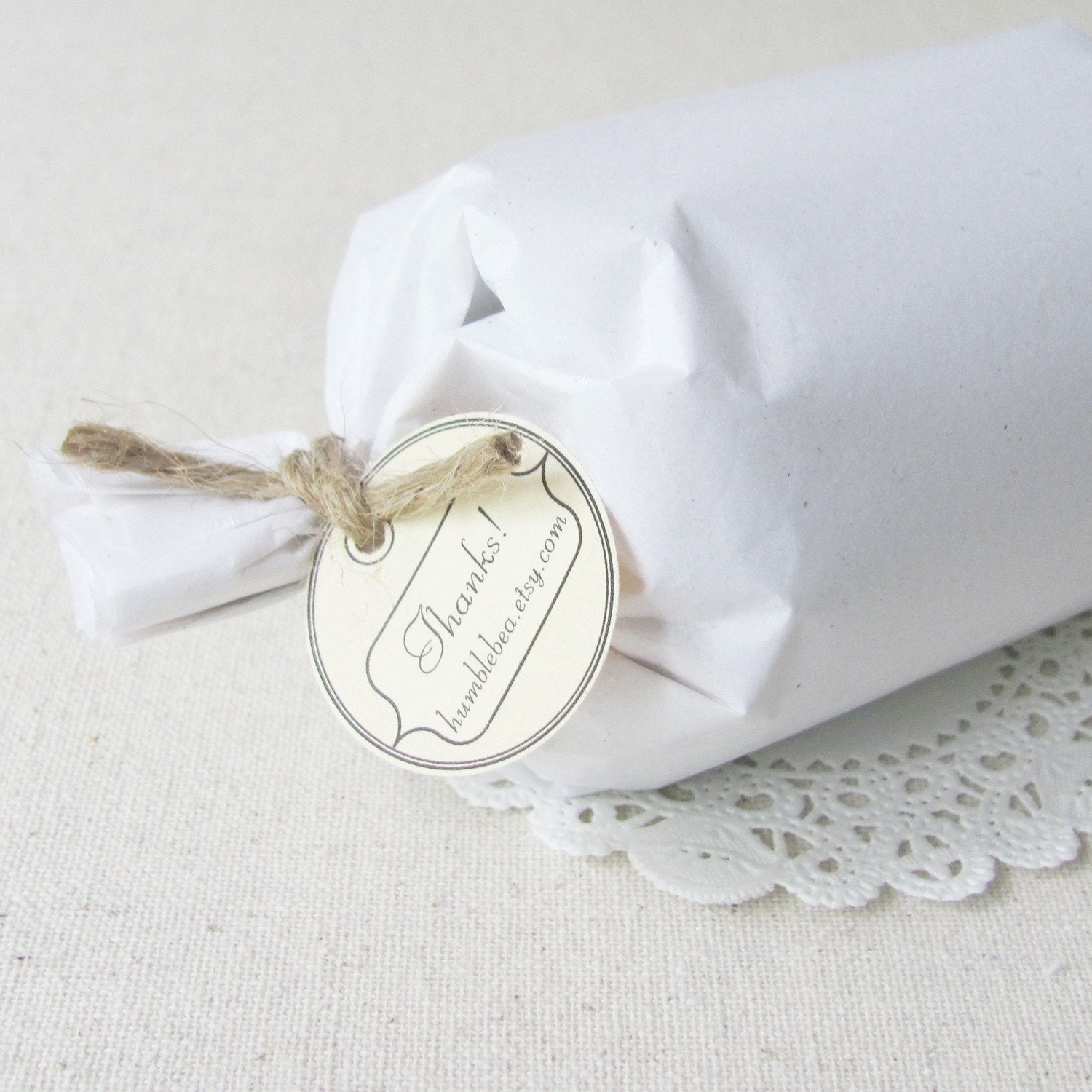 Knit Candle Holder- handmade with linen trim and wooden buttons