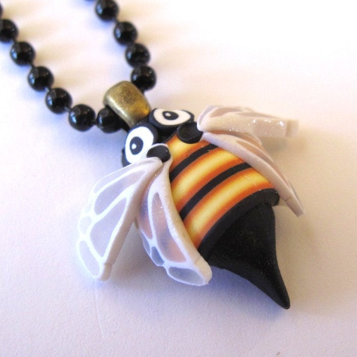 Little Bee Polymer Clay Necklace
