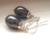 dark grey pearl and sterling earrings