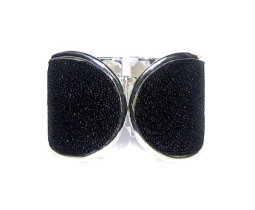 Black Stingray Silver Capped Cuff - by UNEARTHED