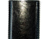 Black Genuine Ostrich Leather Flask  - by UNEARTHED