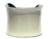 Antique White/Ivory Patent Leather Silver Lined Cuff Bracelet - by UNEARTHED
