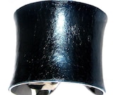 Navy Blue Leather Cuff Bracelet - Metallic Finish by UNEARTHED