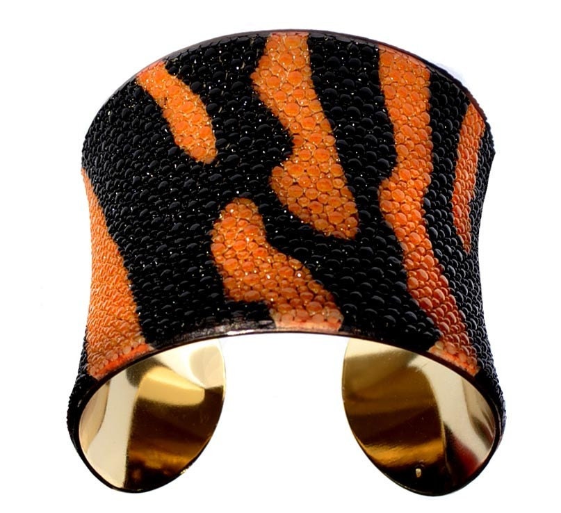 Tiger Stripe Stingray Gold Lined Cuff Bracelet - by UNEARTHED