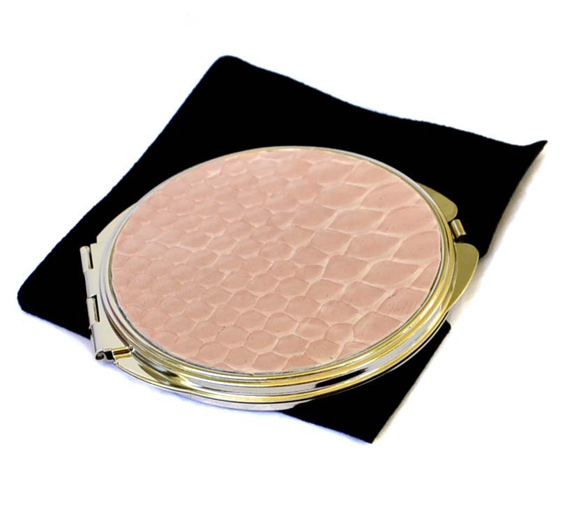 Snakeskin Compact Mirror in Rose Petal Pink - by UNEARTHED